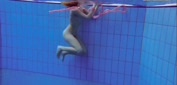 Katka Matrosova swimming naked alone in the pool